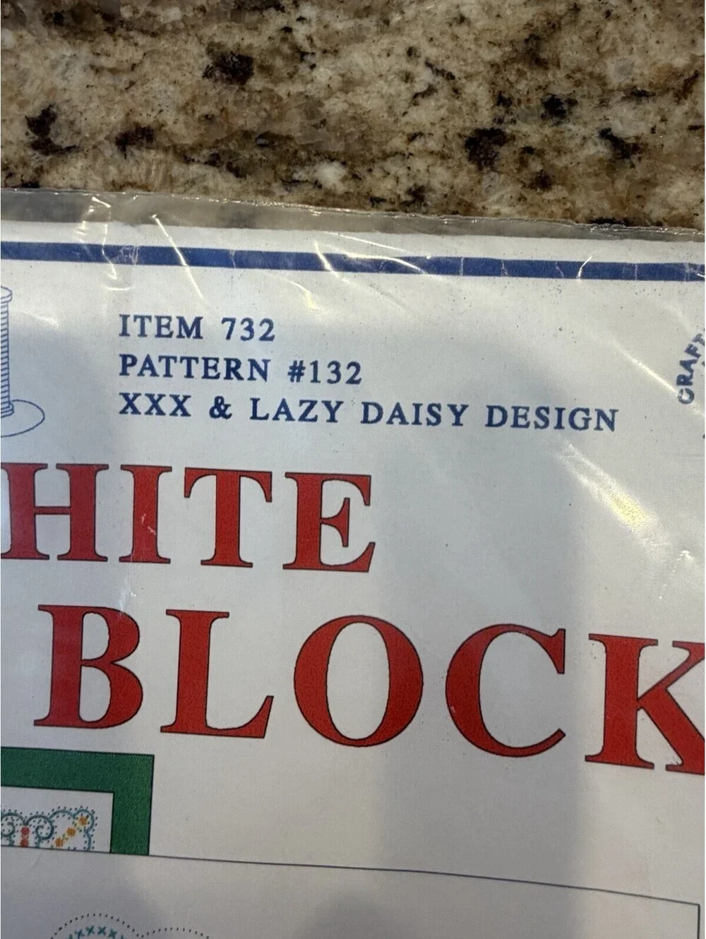 Vtg Jack Dempsey White Quilt Block 18” XXX Lazy Daisy #132 New